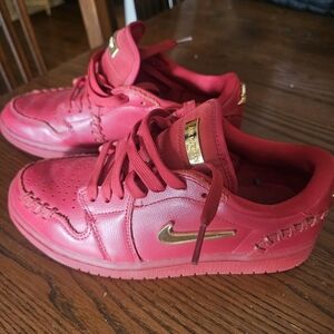 Jordan Kids Red and Gold Sneakers